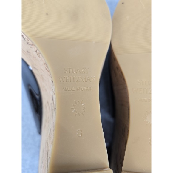 STUART WETIZMAN Riviera Jean Patent Leather Wedges Size 8 Women Black Wedge 3.5" - Picture 8 of 8